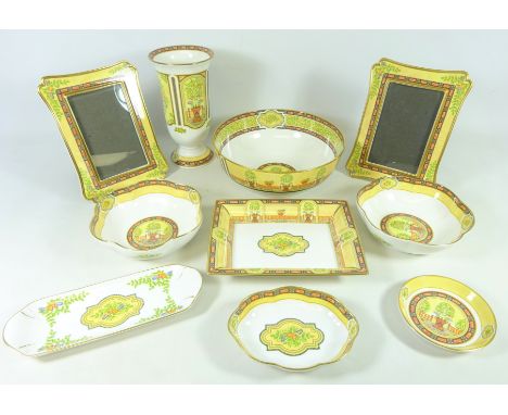 Royal Worcester 'Versailles' pattern decorative ceramics including two picture frames, fruit bowl, vase etc    Condition Repo