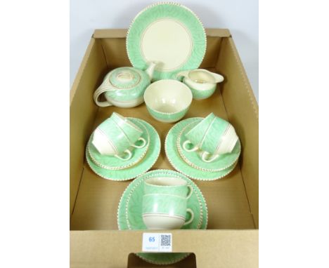 Art Deco Burleighware 'Balmoral' pattern six piece tea service in one box   Condition Report   Click here for further images,