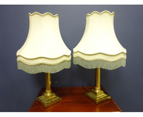 Pair of brass Corinthian column lamps (2) (This item is PAT tested - 5 day warranty from date of sale)   Condition Report   C