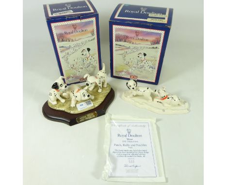 Two Royal Doulton 101 Dalmatian figures; Lucky & Freckles on Ice and Patch Rolly and Freckles both boxed (2)   Condition Repo