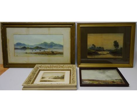 Rural River Scenes, three 19th/early 20th century watercolours signed Edwin Earp (1851-1945) max 23cm x 52cm Moorland Scene, 