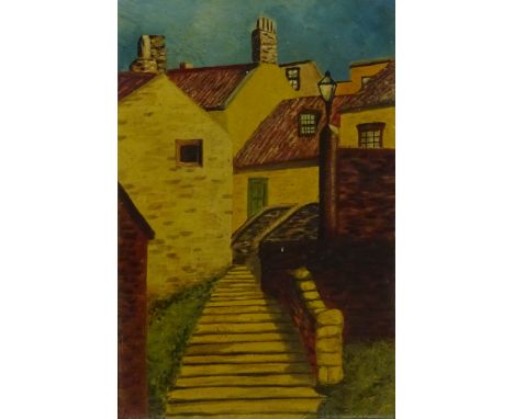 View Looking up to Cottages from Footpath, oil on canvas signed K Dogdson 44cm x 29cm   Condition Report   Click here for fur
