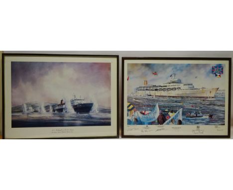 'Britannia Rules', colour print after Christopher B Dee signed in pen by the artist and 'MV Norland and HMS Fearless', colour