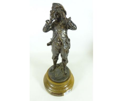 20th Century Bronze figure of a boy yelling, inscribed and signed L. Moreau 'OH!!! FH' H30cm not including plinth Condition R