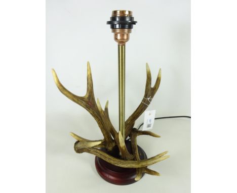 Stag antler table lamp, H40cm   (This item is PAT tested - 5 day warranty from date of sale)   Condition Report   Click here 
