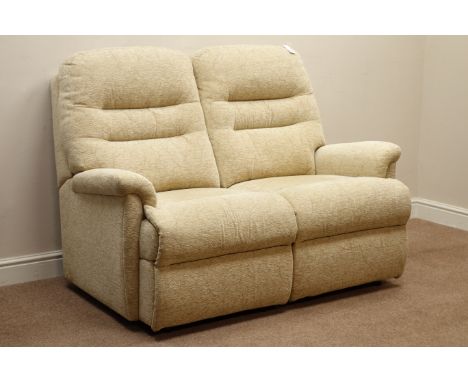 Sherborne electric reclining armchair (W85cm), and matching two seat sofa (W145cm), upholstered in beige (This item is PAT te