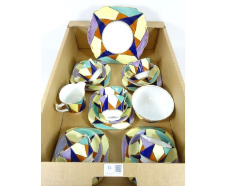 Wellington China Art Deco style tea service for six in one box   Condition Report   Click here for further images, condition,