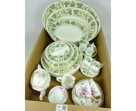 Wedgwood 'Santa Clara' part Dinner & Coffee Service and a Royal Crown Derby 'Posies' Tea for two Set in one box   Condition R