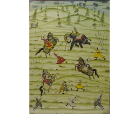 Tiger Hunting Scene, 20th century oriental painting on silk 84cm x 68cm   Condition Report   Click here for further images, c
