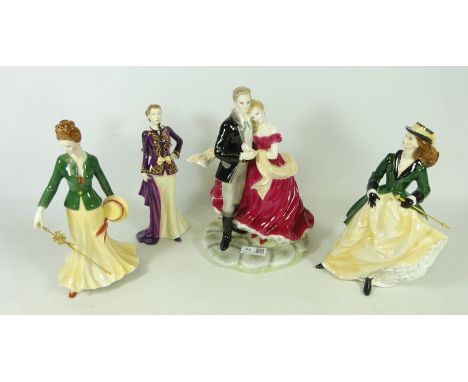 Three Royal Worcester figurines; Margaret, True Love and Royal Enclosure and a Royal Doulton figure (4)   Condition Report   