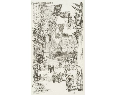 Childe Hassam (American, 1859-1935)Avenue of the Allies  (Griffith  43) Lithograph, 1918, on cream laid, signed with the arti