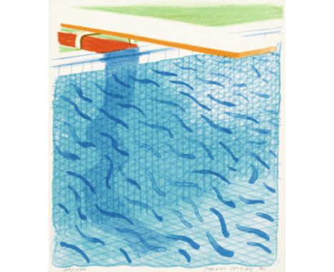 David Hockney R.A. (British, born 1937)David Hockney, Pool Made with Paper and Blue Ink for Book  (M.C.A. Tokyo 234) Lithogra