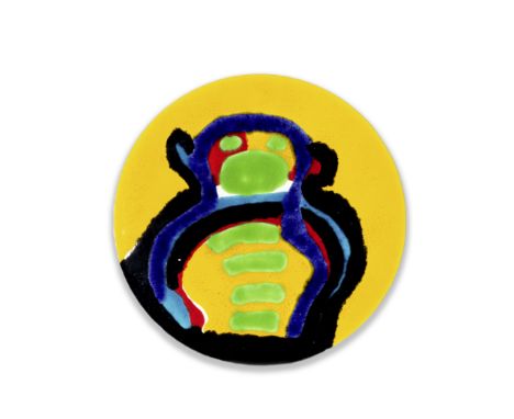 Karel Appel (Dutch, 1921-2006)Figure Glazed ceramic plate in colours, 1985, signed, dated and numbered 5/8 verso, 380mm (15in