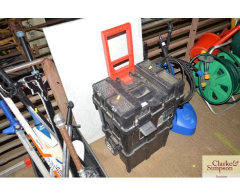 A wheeled tool box