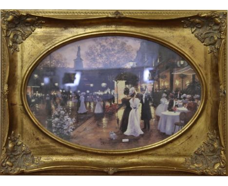A large gilt framed continental print.