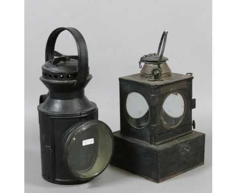 A painted cast iron LNER lamp and one similar.
