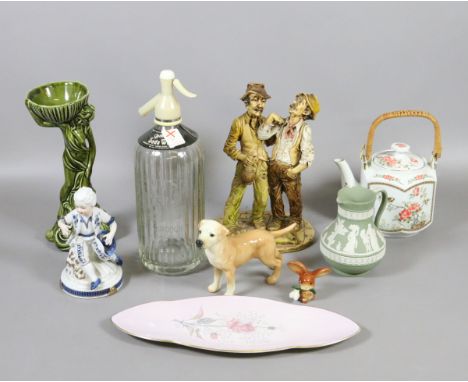 A small collection of ceramics to include Carltonware, Wedgwood, Capodimonte, Japanese teapot and a soda water bottle, etc.