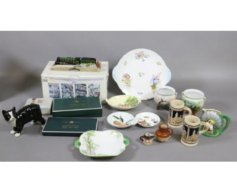A collection of named ceramics and a boxed Lilliput lane model of the flying Scotsman including boxed Crown Derby, Minton, Ro