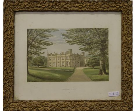 A small gilt framed 19th century lithograph print depicting Thrybergh Park.