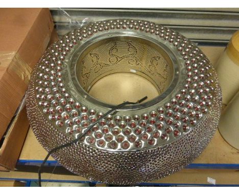 Large Contemporary Moroccan Silver Finish and Red Donut Hanging Light 