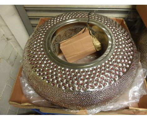 Large Contemporary Moroccan Silver Finish and Red Donut Hanging Light 