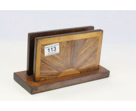 Art Deco Wooden Starburst Inlaid Letter Rack
