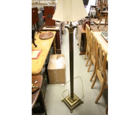 Vintage Tall Brass Corinthian Column Standard Lamp