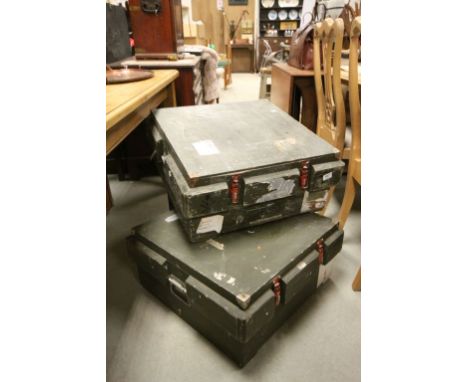 Pair of Wooden Military RAF Lossiemouth Ordnance / Ammo / Flame Tube Cases Lidded Crates / Boxes