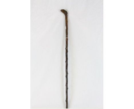 Vintage Wooden walking stick with carved head
