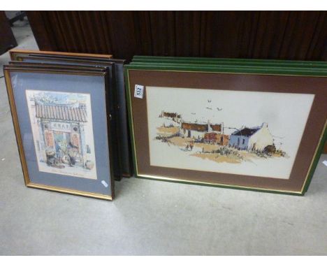 Set of Five Coloured Prints of Scenes of Hong Kong by Japanese Artist Sumiko, Set of Four Coloured Prints by Briggs with Hong