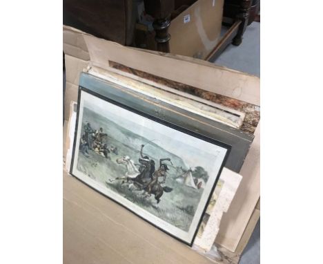 Folder containing a vast selection of Unframed Art Works to include Oil Paintings, Watercolours, Georgian Cartoons, etc