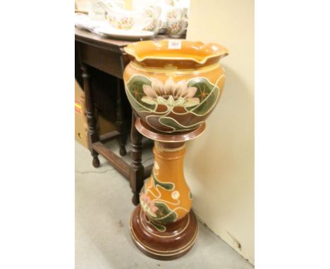 Vintage Ravissant Ceramic Jardiniere and Stand in the Art Nouveau design