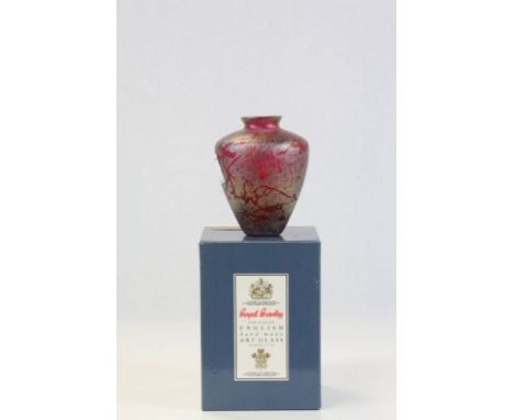 Boxed Royal Brierley Art glass vase