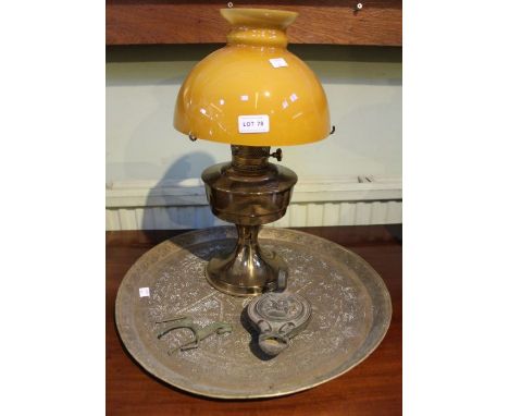 Pair of Tibetan Hand Hammered Brass Lamps with Glass Jewels – warehouse 414