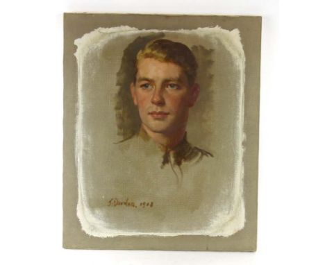 James Durden (1878-1964),a head and shoulders portrait of a soldier,signed and dated 1908,oil on canvas,61 x 50 cm   CONDITIO
