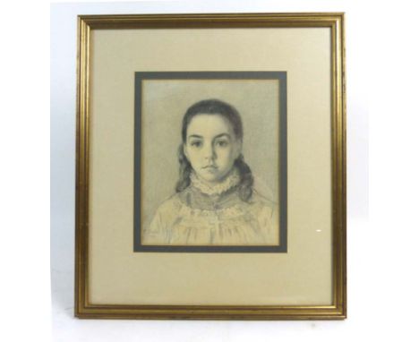 F.. Dadd (English School),a head and shoulders portrait of a girl,signed and dated '77,pencil sketch,27 x 22 cm   CONDITION R