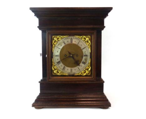 A late 19th/early 20th century mantle clock, the movement by Winterhalder & Hofmeier, striking on five gongs, the silvered fa