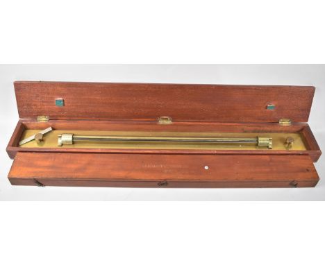 A Late 19th/Early 20th Century Mahogany Cased Beam Compass, MKII, 26", together with a Cased Brass Roller Ruler by Winter of 