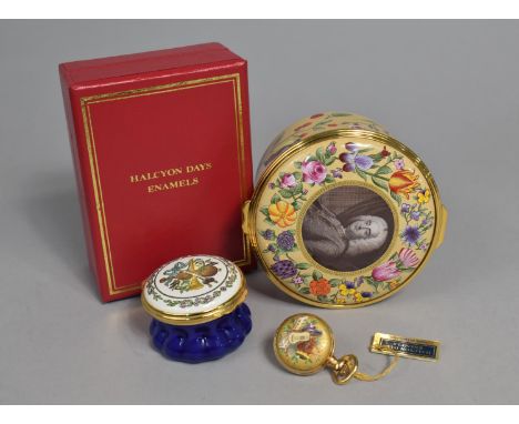 A Limited Edition Halcyon Days Enamel Musical Box, 250th Anniversary of George Frederick Handel, 59/100 Together with a Halcy