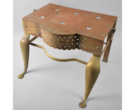 A 19th Century Copper and Brass Breakfront Footman with Ring Carrying Handles, 44cms Wide 