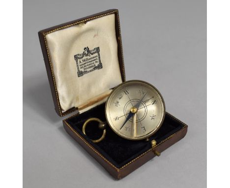 A Vintage Leather Cased Pocket Compass by A Williamson, 4cms Diameter 