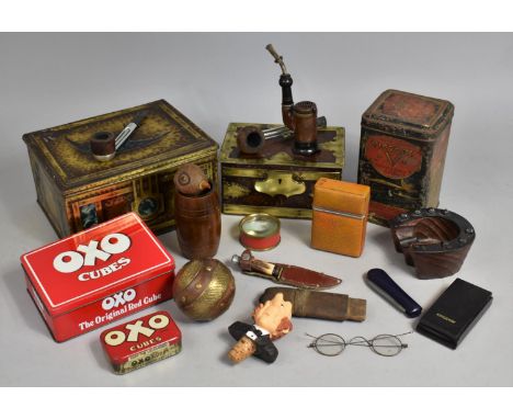 A Collection of Various Vintage and Later Curios to comprise Tins, Bluebird Example, Victory Gums and Lozenges, Oxo Tins, Dun