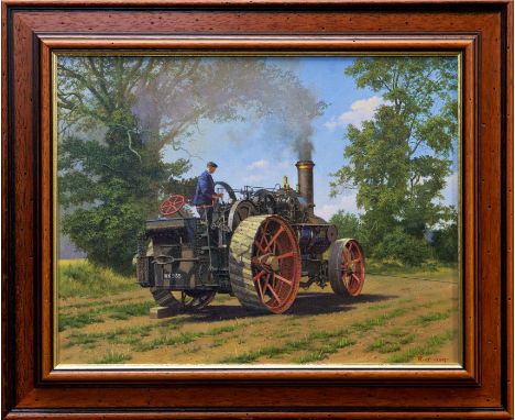 Malcolm Root (b. 1950), oil on canvas - Fowler AA7 Ploughing Engine, signed and dated 2013, framed, 36cm x 46cm
