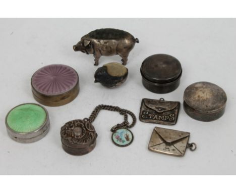 Selection of miscellaneous early 20th century silver - including pin cushion in the form of a pig and another - chick (Cheste