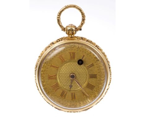 George IV gentlemen's gold (18ct) mid-size pocket watch with keywind fusee movement, with verge escapement, cannon barrel pil