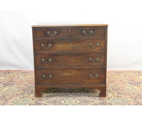 George III mahogany and pine chest of drawers of small proportions, with two short over three long graduated cockbeaded drawe