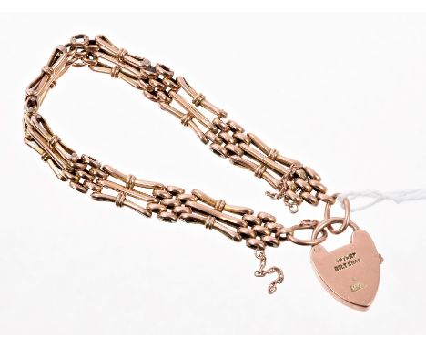 Edwardian rose gold / yellow metal gate bracelet with padlock clasp CONDITION REPORT Weight approximately 14.5 grams