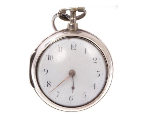 George III gentlemen's silver pair-cased pocket watch with keywind fusee movement, with verge escapement, pierced and engrave