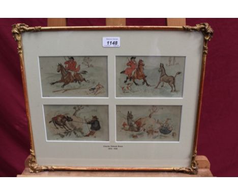 Charles Edmund Brock (1870 - 1938), set of four watercolours depicting humorous hunting scenes with a donkey, signed and date