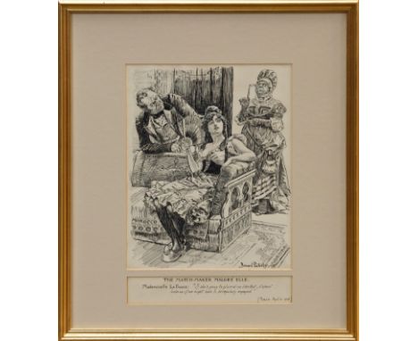 John Bernard Partridge (1861 - 1945), pen and ink illustration - The Match-Maker Malgré Elle, signed and inscribed, in glazed